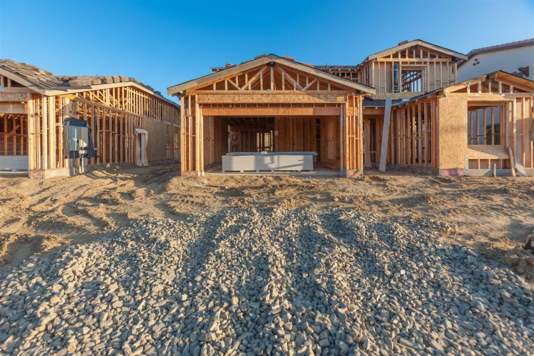 New home under construction in a residential neighborhood