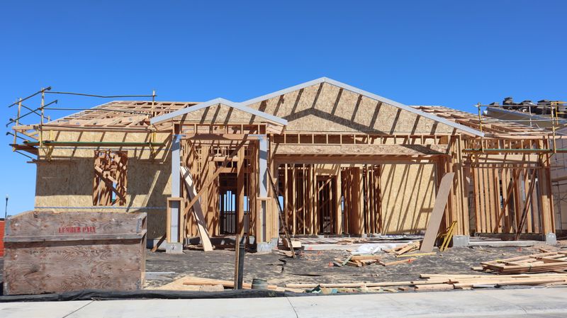 Wooden frame of a new house under construction
