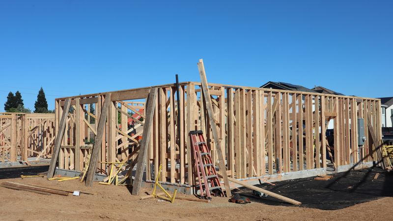 Framing stage of new home construction